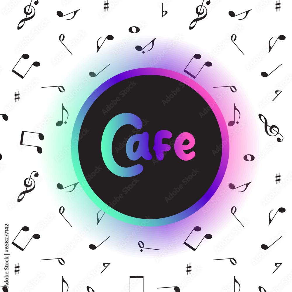 Obraz premium Cafe. Design with musical notes background.