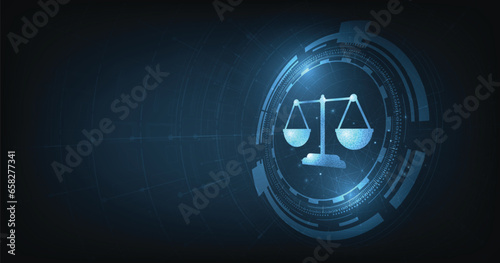Internet law on a Dark Blue background. Cyber Law as digital legal services Labor law, Lawyer.	