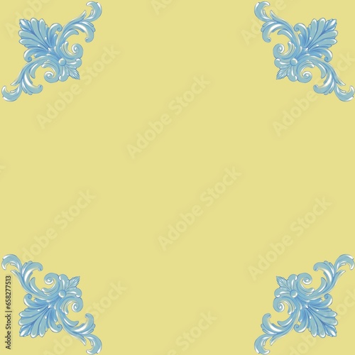 floral background, baroque ornament, blue lines, postcard background, wrapping paper