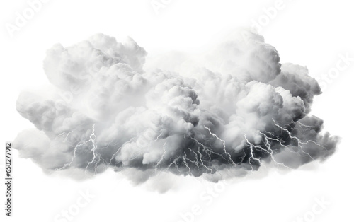 Fotografia A Fierce Electrical Storm Unleashes Thunder and Pouring Rain Cloud Isolated on a Transparent Background PNG
