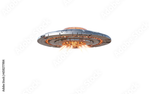 Unidentified Flying Object Mystifies Observers with its Peculiar Movements Isolated on a Transparent Background PNG. © Haider