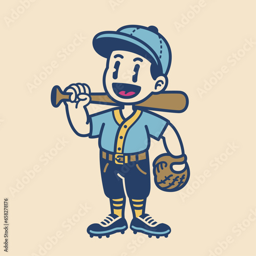 Cute and Happy Baseball Cartoon Mascot