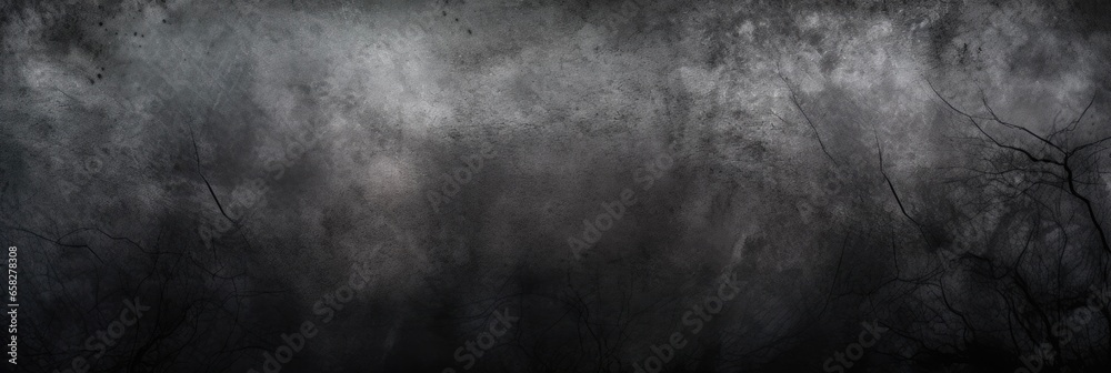 Obraz premium Halloween Gradient: Abstract Grey Wall with Blackboard Design. Dark and Black Wall Concept for Grimy Halloween Background.