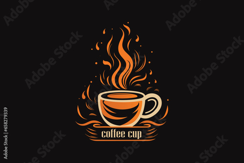 Coffee drink logo, Drawing a Coffee cup