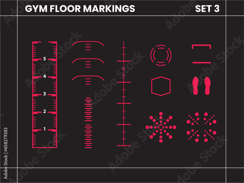 Gym floor marking illustrations set 3