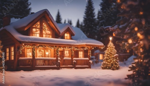 Snowy Christmas Magic: A House Amidst Winter's Embrace.