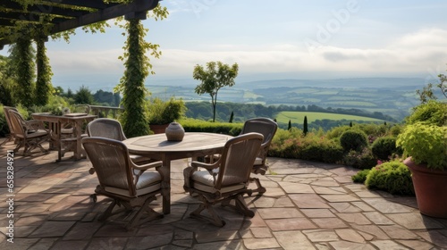 View to beautiful landscape and nature from villa terrace