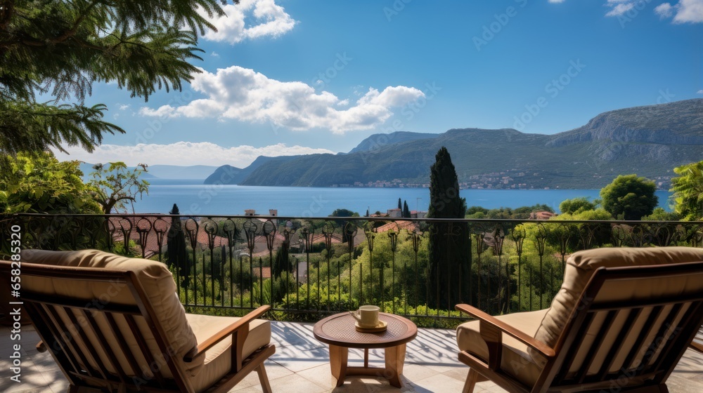 Fototapeta premium View to beautiful landscape and nature from villa terrace