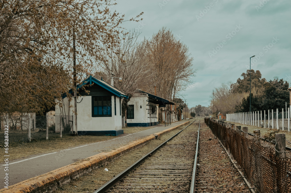 old house and train station in a very small town in Argentina, tradition, train