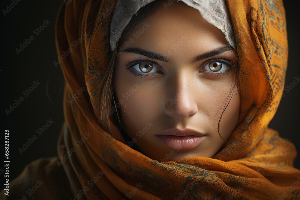 Happy arab asian muslim woman in hijab clothes isolated on background generative AI Happy arab asian muslim woman in hijab clothes isolated on background generative AI