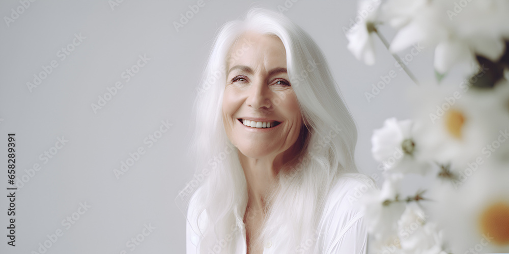 Beautiful smiling middle aged woman with glowing skin Beautiful smiling middle aged woman with glowing skin