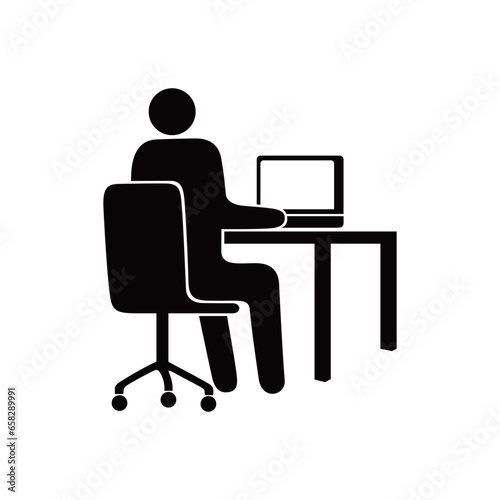 man in front of computer silhouette design. programmer icon, sign and symbol.