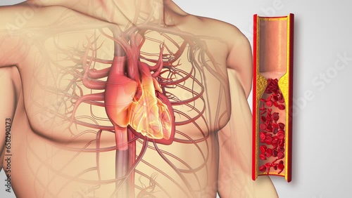 Atherosclerosis disease or Human heart with blocked arteries photo