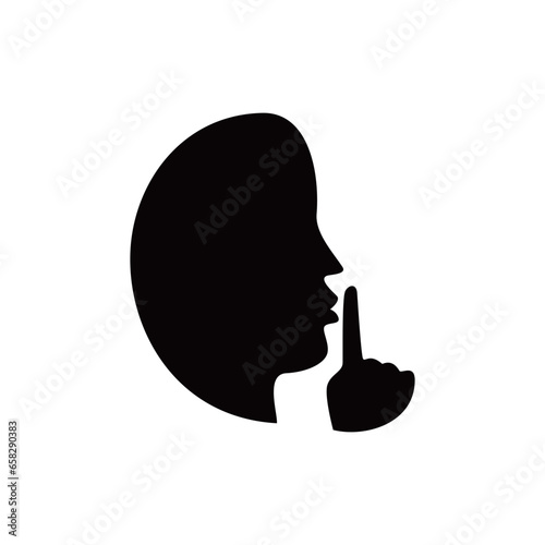 silence silhouette. quite finger gesture sign and symbol.