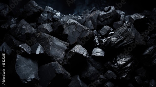 Coal mineral black as a cube stone background. Coal texture © brillianata
