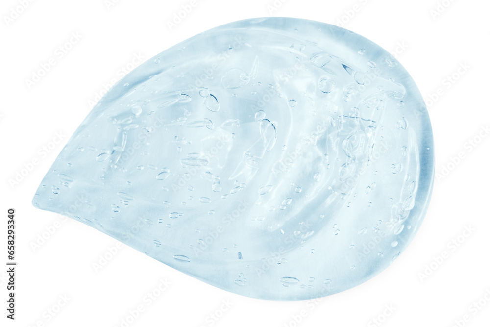 A large smear or drop of a clear blue gel, serum. On an empty transparent background. A large smear or drop of a clear blue gel, serum. On an empty transparent background.