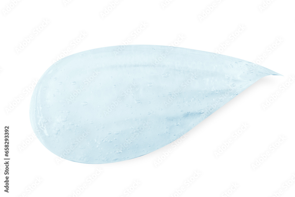 A large smear or drop of a clear blue gel, serum. On an empty transparent background. A large smear or drop of a clear blue gel, serum. On an empty transparent background.