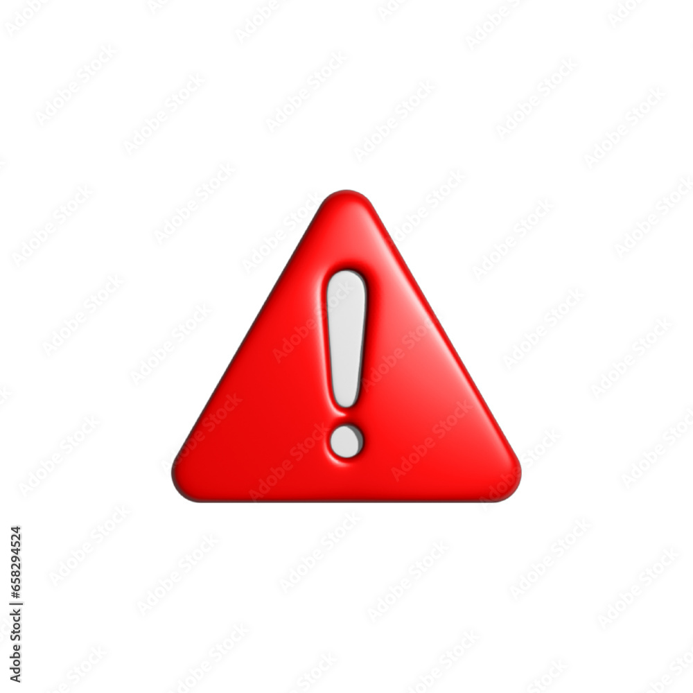 3d red alert sign with white exclamation mark, Danger icon vector illustration, hazard symbol isolated on white background 3d red alert sign with white exclamation mark, Danger icon vector illustration, hazard symbol isolated on white background