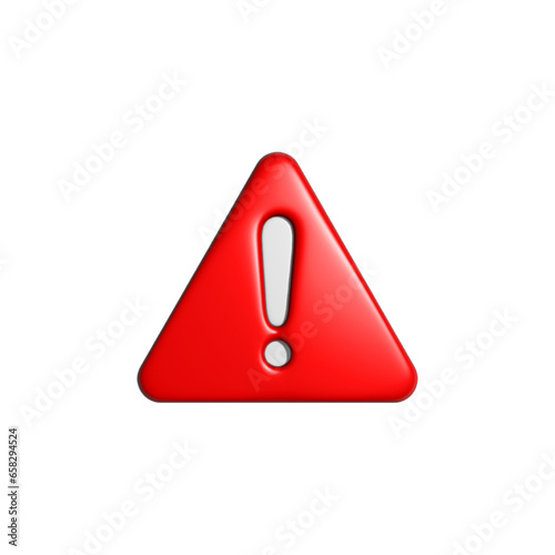 3d red alert sign with white exclamation mark, Danger icon vector illustration, hazard symbol isolated on white background