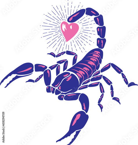 Scorpion Animal with Heart Color. Vector Illustration.