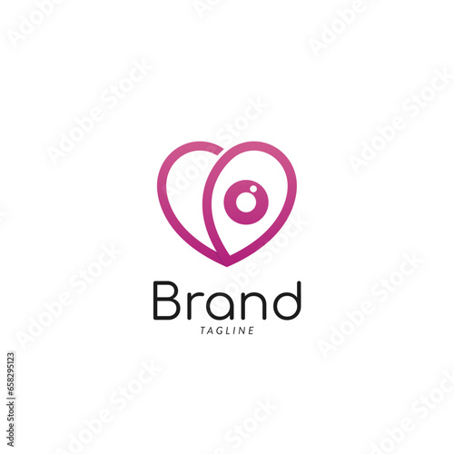 Logo Symbol Design Template Flat Style Vector is shaped with lines forming a heart combines with an eye incorporated into design