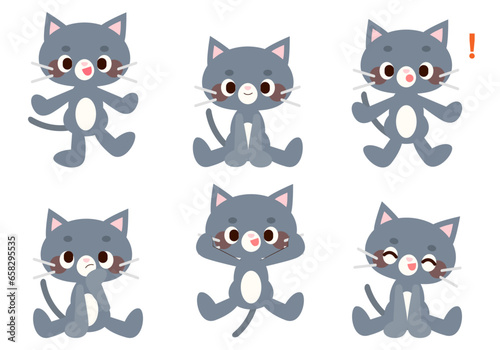 猫の仕草と表情イラストセット