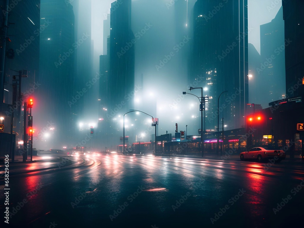 Futuristic Big City backbround In Heavy Rain Cinematic Atmosphere generative ai Illustration art Futuristic Big City backbround In Heavy Rain Cinematic Atmosphere generative ai Illustration art