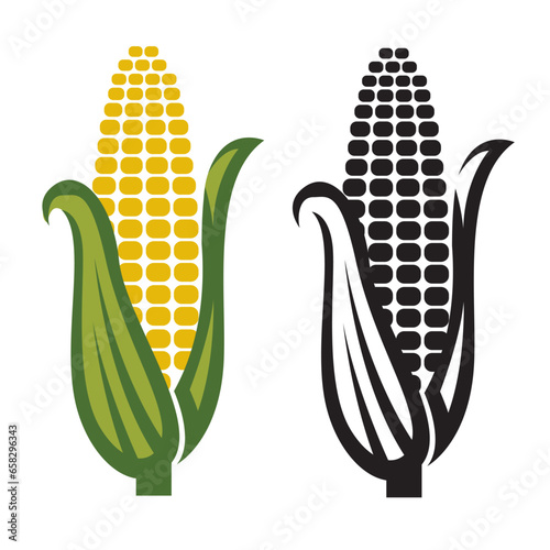 corn cob icons isolated on white background