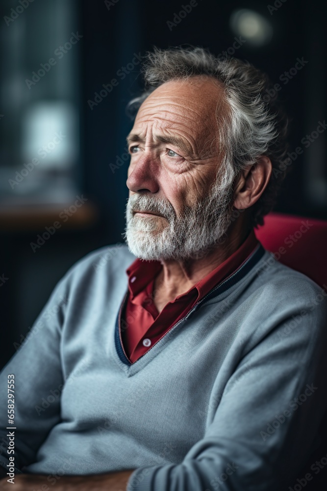 older man sitting in an armchair with all his memories older man sitting in an armchair with all his memories