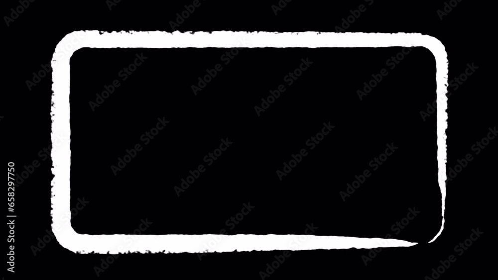 One-stroke handwriting line drawing a rectangle frame. 4K transparent ...