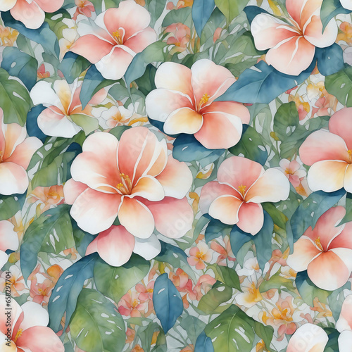 Blumen auf Hawaii, Hibiskus, sich wiederholendes Muster, nahtlos, tiling