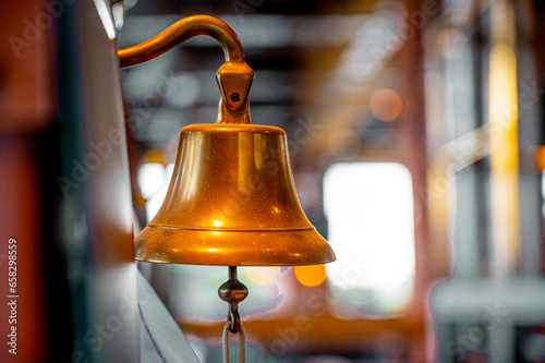 bronze bell isolated in a pub.