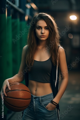 girl basketball player training daily with a lot of will