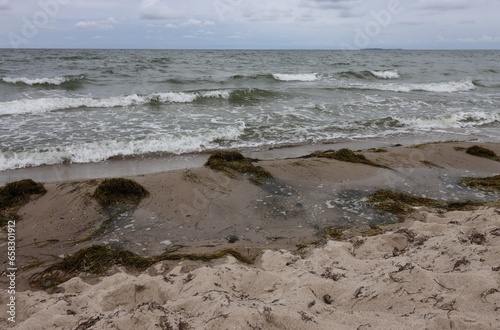 Fototapeta Naklejka Na Ścianę i Meble -  A windy day on the Baltic Sea beach of Thiessow on the island of Rügen