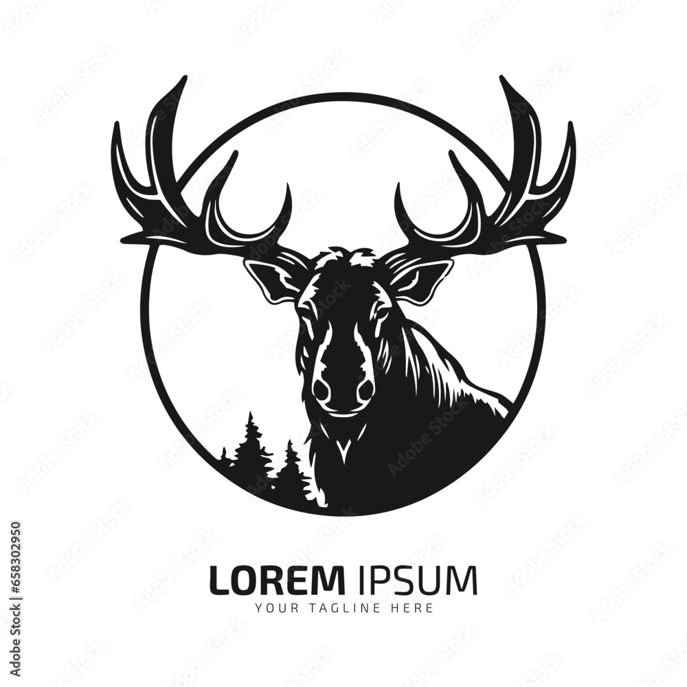 moose head logo fur icon deer silhouette vector isolated design in ...