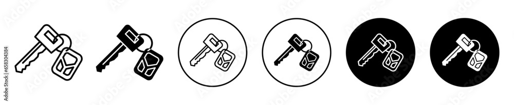Car key icon. Automobile two or four wheeler vehicles wireless key symbol set. Home electronic key to open or close door vector sign. Car lock and unlock control key line logo Car key icon. Automobile two or four wheeler vehicles wireless key symbol set. Home electronic key to open or close door vector sign. Car lock and unlock control key line logo