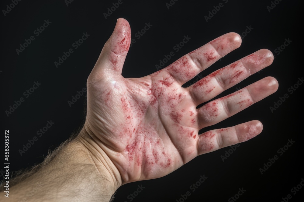 Fototapeta premium Close-up image of a hand with a skin disease.