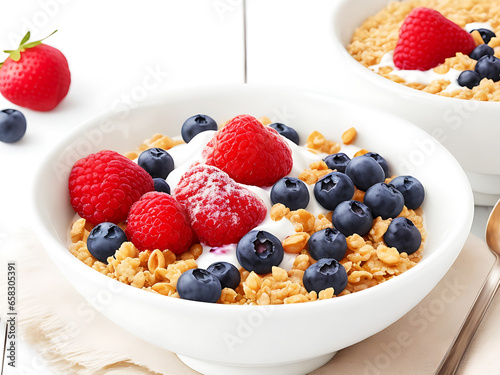 cereal with berries and yogurt 