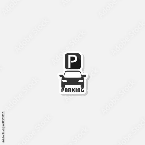 Parking icon sticker isolated on gray background