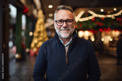 Portrait of handsome senior man with eyeglasses in the city © Nerea