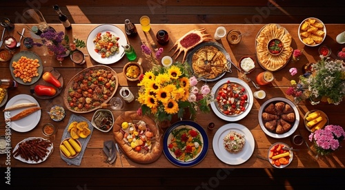 close up of a breads in a restaurant, delicious foods on the table, food background, foods on woodden background, dinner on table