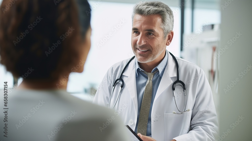 Health care: Portrait of a doctor recommending treatment to a patient. Doctor explaining the plan. Doctor's room. Discussion and advice. Health care: Portrait of a doctor recommending treatment to a patient. Doctor explaining the plan. Doctor's room. Discussion and advice.