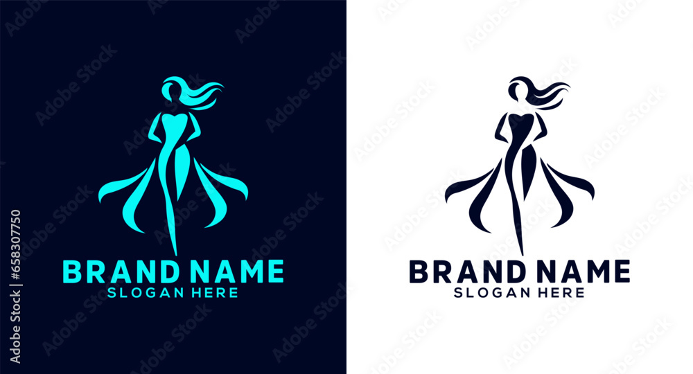 Fototapeta premium Beauty and fashion logo design template. Elegant woman silhouette.