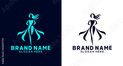 Beauty and fashion logo design template. Elegant woman silhouette.
