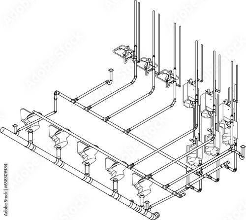 3D illustration of building piping
