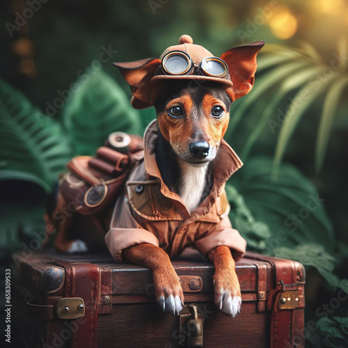 Brave puppy prepares for the big trip. AI generated Illustration © Norbert