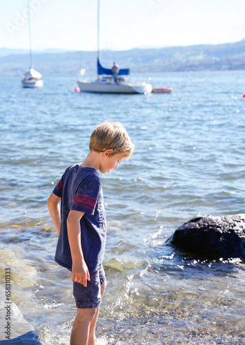 boy on the beach, kid at the lake, summer, water fun
