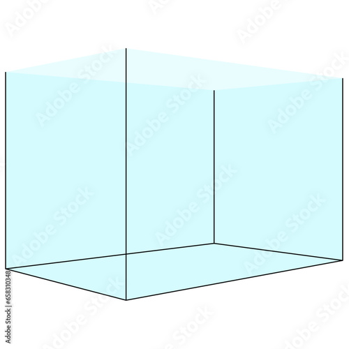 glass aquarium tank, transparent clear fishtank with black dresses graphic illustrations 