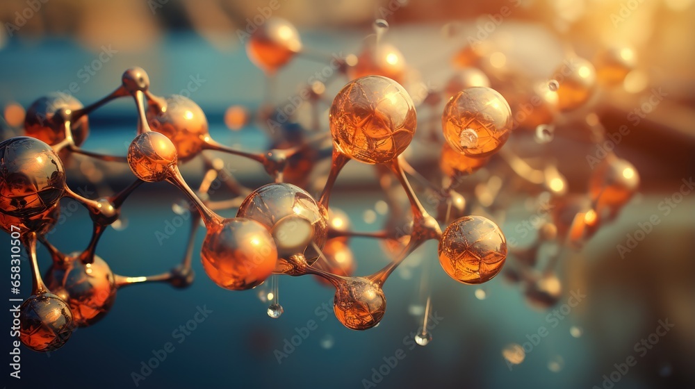 Abstract science background with atoms and molecules, illustration of molecular structure for backdrop