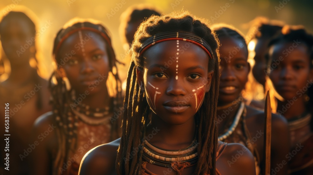 Group of People and children from african tribes